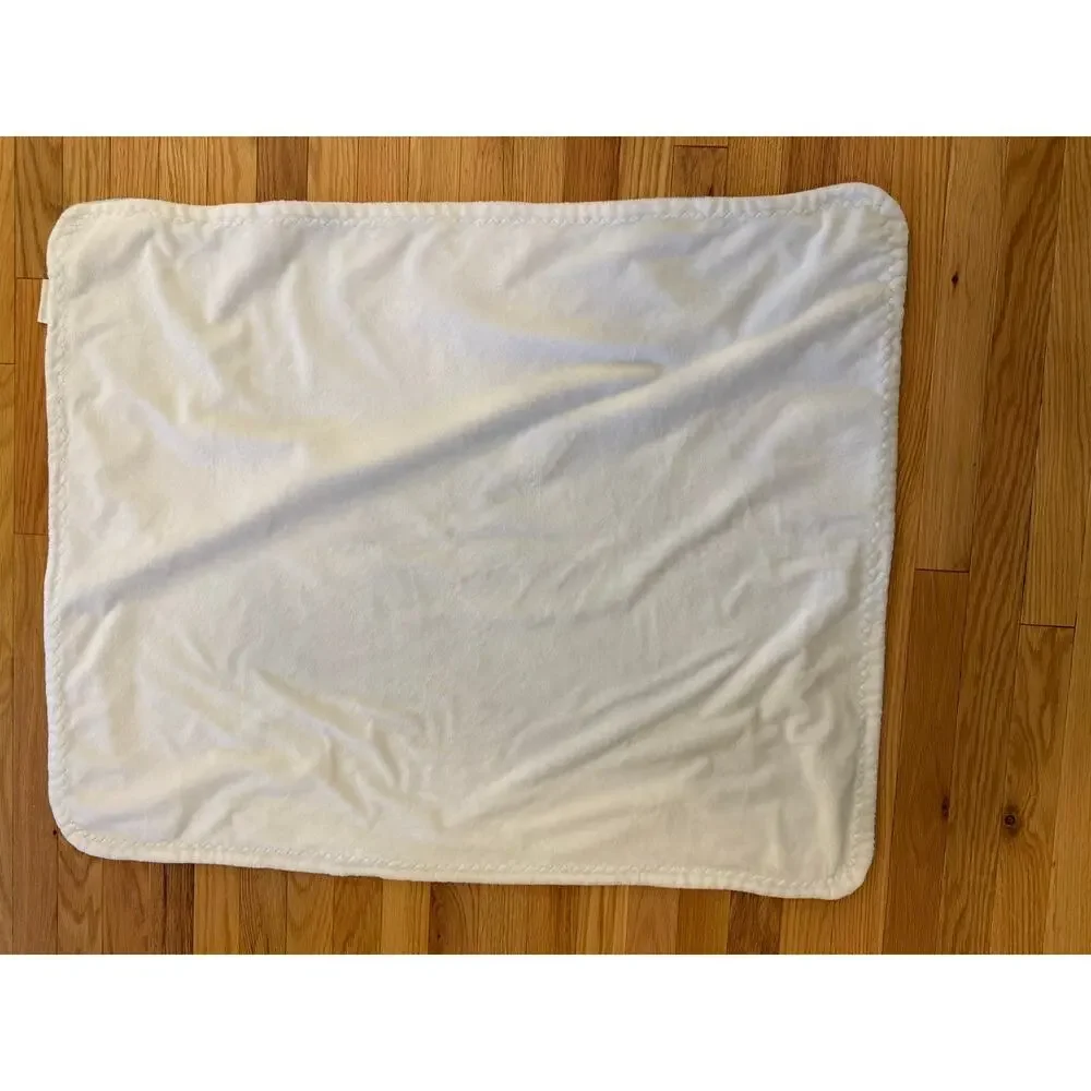 Pottery Barn Kids Plush Baby Blanket Blue White 30x38 Security Crib Nursery